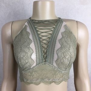 Medium Victoria’s Secret Very Sexy Stretch Lace Strappy Green Bralette